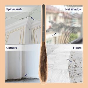 Floor Broom with Natural Soft No Dust Grass Long Stick Jhadu for Home Pantry Office Cleaning (1 Pc, Random Colours)