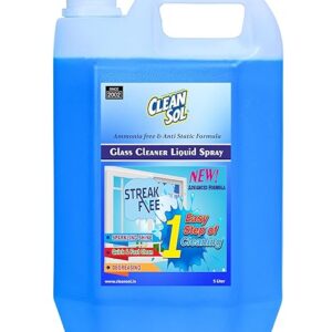 Cleansol Glass Cleaner Liquid Spray | Streak-Free, Non-Toxic, Ammonia-Free, Eco-Friendly Multi-Surface Glass Cleaner | For Mirror, Window, Kitchen, Car Windshields, | Fresh Fragrance | 5 Litre Pack