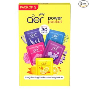 Godrej aer Power Pocket Bathroom Freshener – Assorted Pack of 5 (50g)